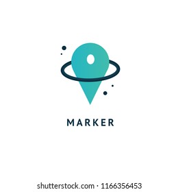 Map marker icon. Vector flat style illustration location pin logotype design. Location pin navigation logo template. Logo concept of navigator, guide, , booking hotel, Rent a Car, travel application.