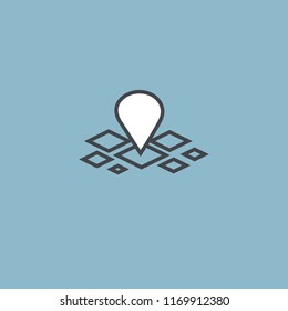 Map marker icon. Vector flat style illustration location pin logotype design. Location pin navigation logo template. Logo concept of navigator, guide, , booking hotel, Rent a Car, travel application.