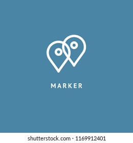 Map marker icon. Vector flat style illustration location pin logotype design. Location pin navigation logo template. Logo concept of navigator, guide, , booking hotel, Rent a Car, travel application.