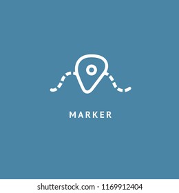 Map marker icon. Vector flat style illustration location pin logotype design. Location pin navigation logo template. Logo concept of navigator, guide, , booking hotel, Rent a Car, travel application.