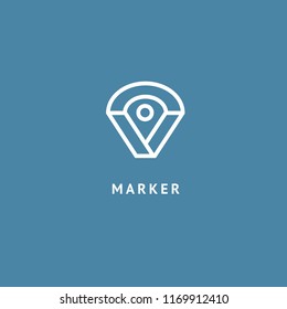 Map marker icon. Vector flat style illustration location pin logotype design. Location pin navigation logo template. Logo concept of navigator, guide, , booking hotel, Rent a Car, travel application.