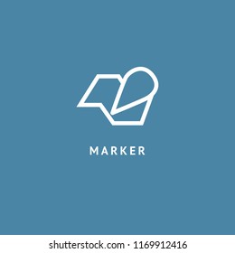 Map marker icon. Vector flat style illustration location pin logotype design. Location pin navigation logo template. Logo concept of navigator, guide, , booking hotel, Rent a Car, travel application.