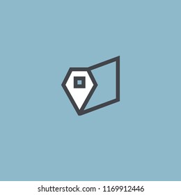 Map marker icon. Vector flat style illustration location pin logotype design. Location pin navigation logo template. Logo concept of navigator, guide, , booking hotel, Rent a Car, travel application.
