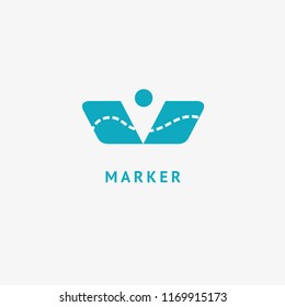 Map marker icon. Vector flat style illustration location pin logotype design. Location pin navigation logo template. Logo concept of navigator, guide, , booking hotel, Rent a Car, travel application.