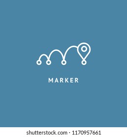 Map marker icon. Vector flat style illustration location pin logotype design. Location pin navigation logo template. Logo concept of navigator, guide, , booking hotel, Rent a Car, travel application.