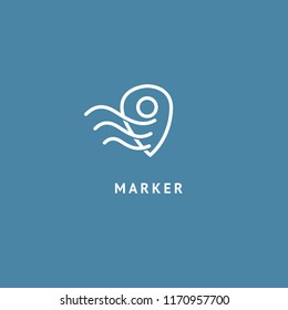 Map marker icon. Vector flat style illustration location pin logotype design. Location pin navigation logo template. Logo concept of navigator, guide, , booking hotel, Rent a Car, travel application.