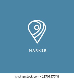 Map marker icon. Vector flat style illustration location pin logotype design. Location pin navigation logo template. Logo concept of navigator, guide, , booking hotel, Rent a Car, travel application.