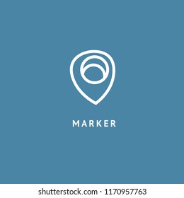 Map marker icon. Vector flat style illustration location pin logotype design. Location pin navigation logo template. Logo concept of navigator, guide, , booking hotel, Rent a Car, travel application.