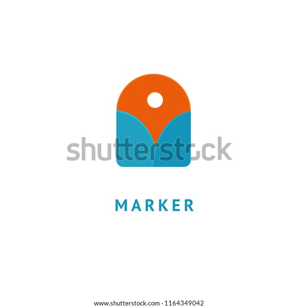 Map marker icon. Vector flat style
illustration location pin logotype design. Location pin navigation
logo template. Logo concept of navigator, guide, , booking hotel,
Rent a Car, travel
application.