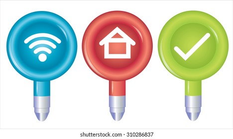Map Marker Icon in Vector. three color and three icon