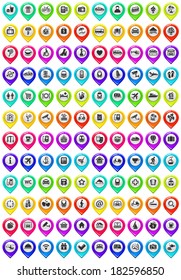 Map marker with icons - 120 buttons