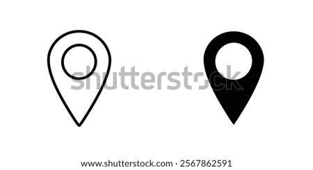 Map marker icons collection in Filled flat and thin line style.