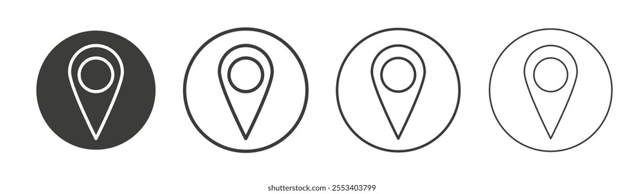 Map marker icons collection. vector set in black color