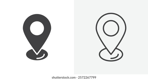 Map marker icons. flat and line style set