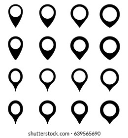 Map marker icons. Geotargeting pin for maps in different shapes. Vector Illustration 