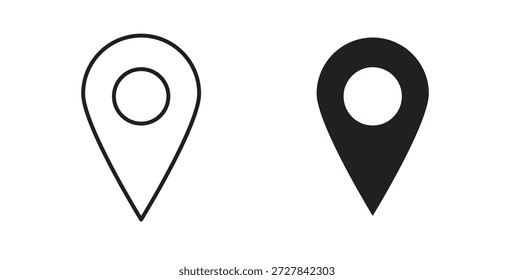 Map marker icons. Outline icons vector collection. flat illustrations
