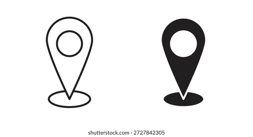 Map marker icons. Outline icons vector collection. flat illustrations