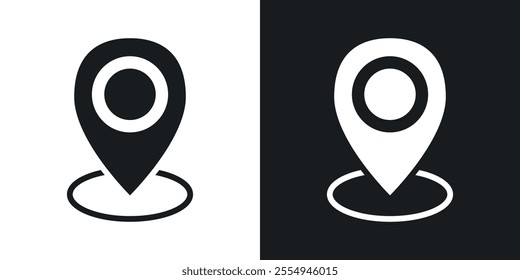 Map marker icons in solid black and white colors