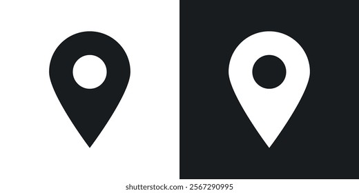 Map marker icons in solid black and white colors