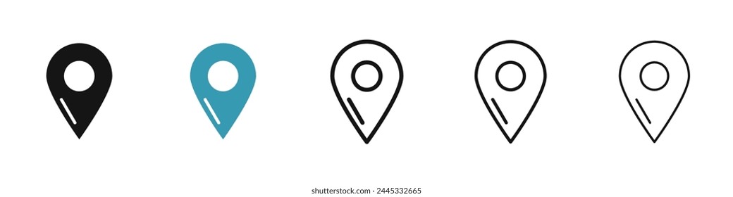 Map marker line icon set. gps position pin sign. location pointer icon. pinpoint destination location icon for Ui designs.