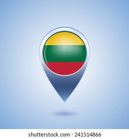 Map marker with Lithuanian flag