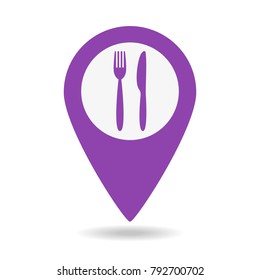 Map marker location with fork and knife. Vector illustration