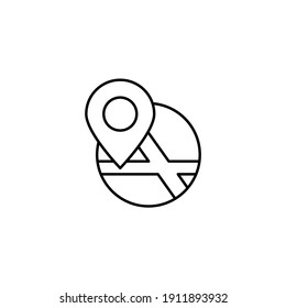 Map Marker, Location Marker Icon In Flat Black Line Style, Isolated On White 