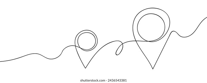 map marker, location pin line art style vector with transparent background.