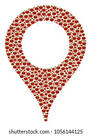 Map Marker mosaic of tomato. Vector tomato vegetable elements are united into map marker figure. Nutrition vector design concept.
