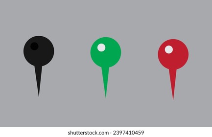 Map Marker and Navigation Icon Green and White, Red and White, Grey and Black
