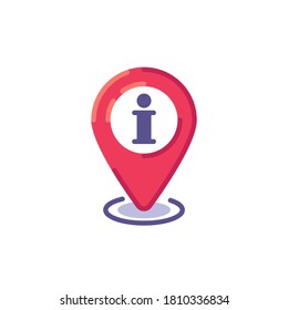 Map marker, navigation info flat icon, map pointer with information vector sign, colorful pictogram isolated on white. Symbol, logo illustration. Flat style design