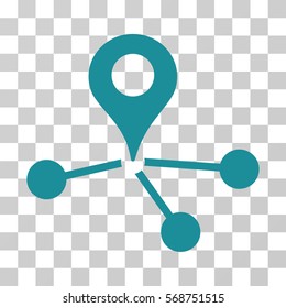Map Marker Network icon. Vector illustration style is flat iconic symbol, soft blue color, transparent background. Designed for web and software interfaces.