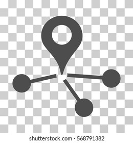 Map Marker Network icon. Vector illustration style is flat iconic symbol, gray color, transparent background. Designed for web and software interfaces.
