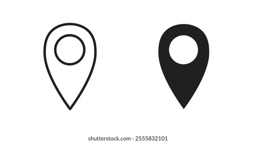 Map marker outlined and solid icon vector collection.