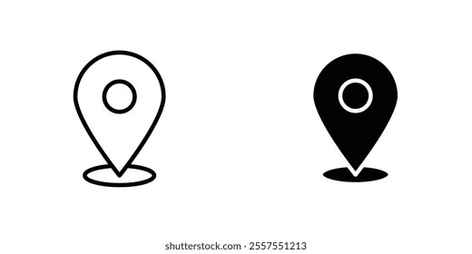 Map marker outlined and solid icon vector collection.