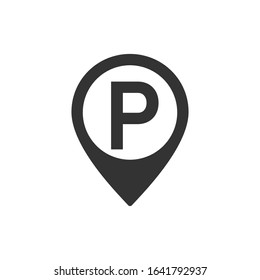 Map marker with parking icon, vector illustration