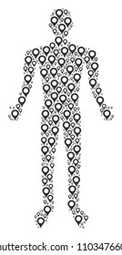 Map marker person avatar. Vector map marker icons are united into human combination.