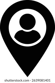 Map marker with person icon. pin with a person icon. Map marker with a Silhouette of a person, vector illustration
 