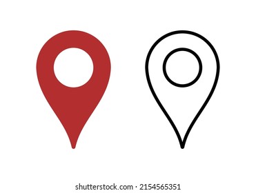 Marcador de mapa Indicador de posición de clavija Símbolo Vector Color rojo y contorno negro