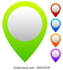 Map marker, map pin shapes with blank circle