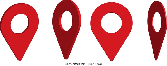 Map marker, map pin shapes, elements in 6 color. Location, destination concepts.