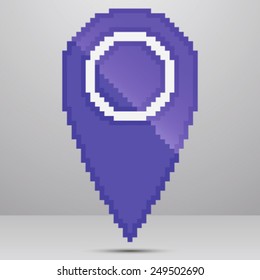 Map Marker. Pixel Art Style.