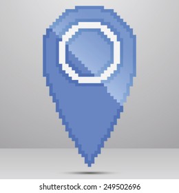 Map Marker. Pixel Art Style.