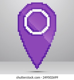 Map Marker. Pixel Art Style.