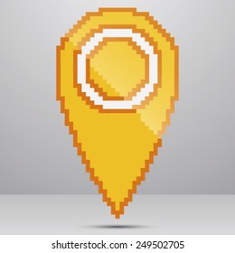 Map Marker. Pixel Art Style.