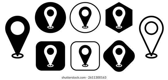 Map marker pointer icon set. GPS location symbol collection. Flat style design. Flat icon set