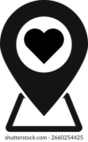 Map marker pointer icon set. featuring a heart symbol. GPS location symbol collection. rotation map pointer with heart inside