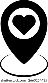 Map marker pointer icon set. featuring a heart symbol. GPS location symbol collection. rotation map pointer with heart inside