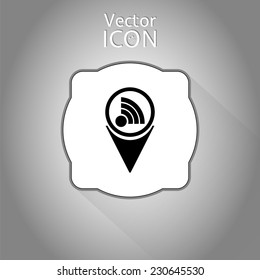 Map marker. Map pointer with wireless icon. Flat design style. Made in vector