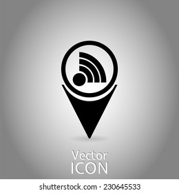 Map marker. Map pointer with wireless icon. Flat design style. Made in vector